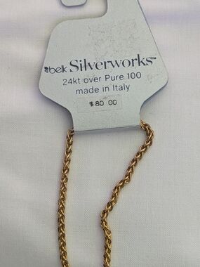 Belk Silverworks 24kt Over Pure 100  Rope Bracelet - Gold